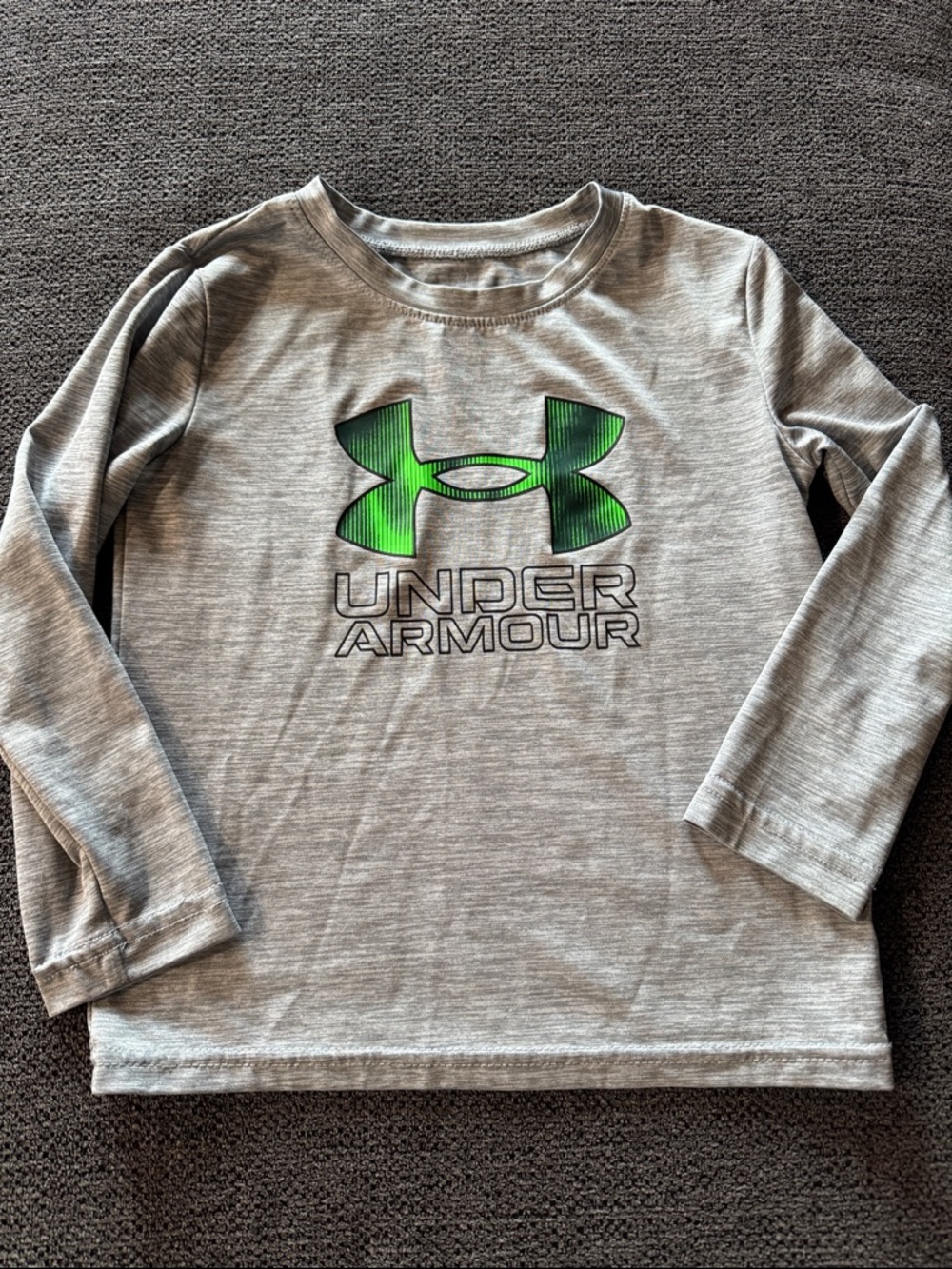 Under Armour Gray Long Sleeve Shirt with Green Logo
